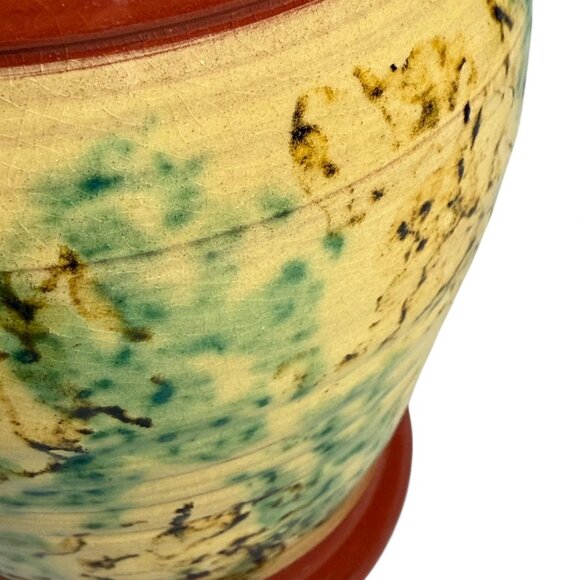 Jeff White Spongeware Pottery Vase Americana Redware 1984 - Picture 3 of 9